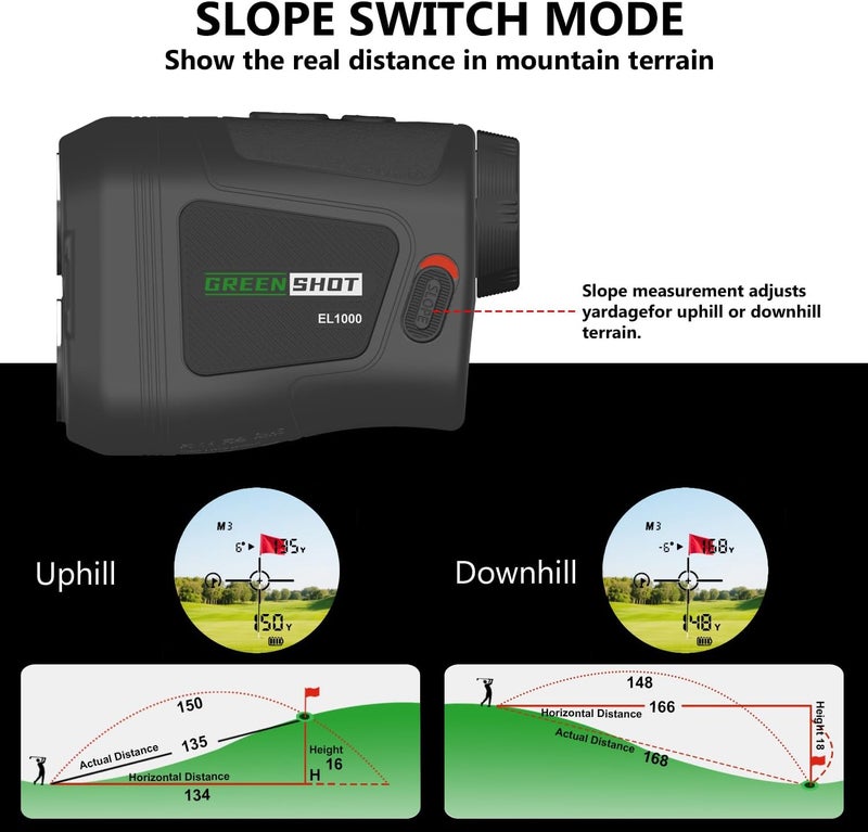 GREEN SHOT Golf Range Finder with Slope - 1200 Yards Range Finder Golf, 6X Magnification Golf Range Finder Magnetic with Flag Pole Locking Vibration, Rechargeable Golf Accessories for Men - Image 3